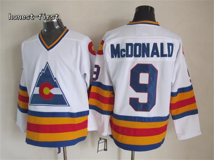 Avalanche #9 Lanny McDonald White CCM Throwback Stitched NHL Jersey